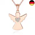 Schutzengel Kette Anhänger Damen Rosegold Silber 925, Mutter Tochter Kette