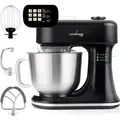 LEHMANN Multifunktions Küchenmaschine, 12 Geschwindigkeiten, Fermentationsfunktion mit Heizfunktion, integrierte Waage, Display, Timer - Schwarz