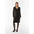 comma Minikleid Kleid Kurzes Paillettenkleid mit Chiffon-Ärmeln schwarz 42 EU