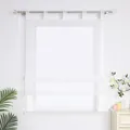 Delien Raffrollo mit Schlaufen Voile Uni Panneaux Küche Gardinen Modern Wohnzimmer Schlaufenrollo Weiß BxH 120x140cm