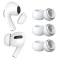 3 Paar Ersatz-Ohrstöpsel für AirPods Pro Gen 1 & 2 von MMOBIEL - Anti-Rutsch Silikon Ohrstöpsel Spitzen mit Geräuschreduzierungsloch, Tragbare Aufbewahrungsbox und Passt in Ladehülle - M – Weiß