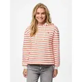 pieces Kapuzensweatshirt PCCHILLI LS HOODIE STRIPES EMB NOOS BC Baumwollmischung, regular fit weiß XS (34)