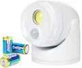 Northpoint LED Batterie Spot Strahler Flutlicht mit Bewegungsmelder und Erdspieß 5000K neutralweiß 450 Lumen integrierter Timer inkl. D-Batterien (Weiss)