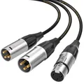 Tisino Balanced XLR Splitter Kabel, 1 Buchse auf 2 Stecker Patch Mikrofonkabel XLR Y Splitter Kabel 2 Stecker auf 1 Buchse - 1,5m