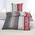 Microfaser Seersucker Bettwäsche 135x200cm mit 80x80cm mit Reißverschluss Wirbel Grau Weiß Rot