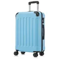 YONSLY Hartschalen-Trolley Hartschalen-Koffer Trolley 360° Rollen, robuster Reisekoffer, 4 Rollen, mit Zahlenschloss, für Business und Urlaub 46/55/66/76 cm blau 76 cm