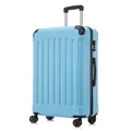 YONSLY Koffer Suitcase XL Hellblau, Trolley Reisekoffer, Rollkoffer Handgepäck mit 4 Rollen 360°, Hartschalenreisekoffer, Zahlenschloss, Weicher Gummigriff