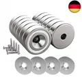 Magnetpro 12 Stück Magnete 10 KG Kraft 20 x 7 mm mit Loch und Kapsel,