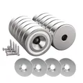 Magnete 12 Stk 10 kg Kraft Neodym Topfmagnete mit Schrauben, Stahlkissen