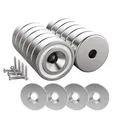 Countersunk Pot Magnet with Screws and 4 Steel Cushions 10 kg Force 20 x 7 mm...