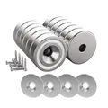 Magnetpro Countersunk Pot Magnet mit Schrauben und 4 Stahlpolstern 10 kg