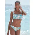 Bustier-Bikini-Top SUNSEEKER "Suva", Damen, Gr. 34, Cup A/B, blau (aquablau, bedruckt), Polyamid, floral, Bikini-Oberteile, mit Mesh-Einsatz