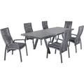 LC Garden »Diwo« Gartenset 7tlg. anthrazit Esstisch 200/260x100cm Aluminium/Keramik Beton-Optik + 6 Gartenstühle Sitzgruppe