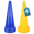 Dönges Leitkegel-Set, 5 gelbe + 5 Blaue, 480 mm hoch, PE (Pylonen Hütchen Leitkegel Markierung Kegel Bodenarbeit Reitsport Pferdetraining Reittraining Agility Fußballtraining Outdoorsport)