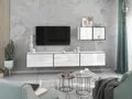 Wohnwand VARIANTO 5 Schrank Set 5 tlg., 228 cm, weiß matt / weiß Hochglanz, Wandhängend, 3 Schränke mit Klappen, 1 Schrank mit Tür und 1 Regal