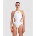 Badeanzug Damen arena One Biglogo R - White-gold_r - 32