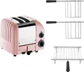 Dualit Toaster Paket 3, 2er Toaster mit Brötchenaufsatz und zwei Sandwichzangen Pink