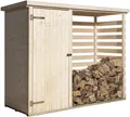 Weka Kaminholzregal "663", Lagerraum für Brennholz mit integriertem Geräteraum", beige (naturbelassen), B/H/T: 254cm x 193cm x 96cm