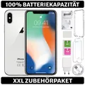 Apple iPhone X 10 - 64 GB - Silber Weiß - 100% Batterie - Set  Zustand: SEHR GUT