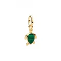 PANDORA ME Grüne Schildkröte Mini-Charm-Anhänger mit Malachit und 14 Karat Vergoldetem Sterling Silber, Kompatibel Me und Moments Anhänger, 763823C01