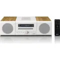 Lenco MC-375WHWD - HiFi Stereo-Set mit DAB+/FM-Radio, Bluetooth®, CD-Player und kabelloser Ladestation - Weiß/Holzoptik - Braun/Naturbelassen