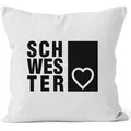 MoonWorks Dekokissen Kissenbezug Schwesterherz Schwester Geschenk Geburtstag 40x40 Moonworks® weiß