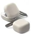 Ringke Silicone für Samsung Galaxy Buds 4 Pro / 4 Hülle, Weiche Beschichtung Flüssig Silikon Kratzfest Stoßfest SchutzHülle mit Karabiner - Stone