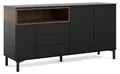 Rosa Schrank 1 Ablage, 1 kleine Tür, 3 Schubladen, 2 Holztüren schwarz, Walnuss Nachbildung.