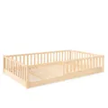 Ehrenkind® Bodenbett Buche Livo | FSC Zertifiziert | Kinderbett mit Rausfallschutz | Massivholz 200x120 cm Natur | Bodenbett 120x200 Kinder Bett