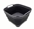 SAMMART TPE und Polypropylen, 10 Litres Faltschale mit Ablassschraube - Tragbare Geschirrspülwanne - Platzsparendes Küchenablagefach (Garu/Schwarz, 1)