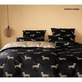 Elegante Bettwäsche Dogs - 155x220 cm + 40x80 cm	schwarz-beige