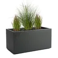 Pflanzwerk Pflanzkübel TUB Anthrazit 30x60x30cm XXL – Rechteckig – Großer Fiberglas Blumenkübel für außen und innen - Frostbeständig - UV-Schutz - Markenqualität
