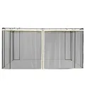 Outsunny Moskitonetz für 3x4 m Pavillon 4 Seitenteile Fliegennetz mit Haken Reißverschluss Mückennetz Insektenschutz Fliegengitter Nylon-Mesh Schwarz