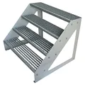 Kaminbau Mierzwa Premium Stahl Treppe Freistehend Verzinkt 4 Stufen (Breite 120 cm) (Höhe 76 cm) Wetterfest Gitterroststufe Gartentreppe