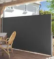 SONGMICS Alu Seitenmarkise 180 x 300 cm 280 g/m² ausziehbar Sichtschutz, Sonnenschutz für Balkon & Terrasse anthrazit GSA180G
