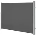 SONGMICS Seitenarmmarkise Alu, ausziehbar, Sichtschutz, balkon (inkl. Zubehörpaket & Anleitung) 280 g/m2 Windschutz ausziehbar 180×300cm grau 300 cm x 180 cm