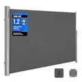 SONGMICS Alu-Seitenmarkise, ausziehbar, 180 x 300 cm, Blickdicht, Sonnenschutz, blickdicht, Seitenrollo, für Balkon, Terrasse, Garten, anthrazit GSA180G