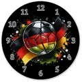 speecheese Wanduhr Fußball Deutschland Flagge Wanduhr aus Alu 28 cm