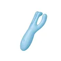 Satisfyer Threesome 4 Auflege-Vibrator | App-kompatibel | 3 Motoren für Klitoris & Schamlippen Stimulation | Wasserdicht (IPX7) | Sex-Spielzeug Dildo für Damen in blau