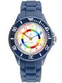 Alienwork Kids Lernuhr Kinderuhr Jungen Mädchen Marineblau Silikon-Armband Mehrfarbig Kinder-Uhr Wasserdicht 5 ATM Zeit Lernen