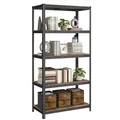 SONGMICS Standregal, Bücherregal, Lagerregal, 5 Ablagen, Küchenregal, Regal, 50 x 100 x 200 cm, bis 600 kg belastbar, verstellbare Ablagen, Industrie-Design, vintagebraun-schwarz GLR050B11