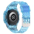 Für Samsung Galaxy Watch 5 40mm Silikon Uhrenarmband mit integriertem Gehäuse Transparent Blau Ersatz Armband Smart Uhr
