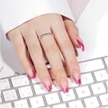 Press on Nails, Short Coffin, Pink Metallic, French Tip, 32 Pieces in 16 Size...