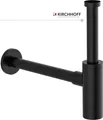 Kirchhoff Design Siphon, Waschbecken Abfluss, Ablaufgarnitur für Waschbecken, Geruchsverschluss mit Reinigungsöffnung, Flaschensiphon, Schwarz matt