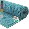NYVI Badematte Badematte NYVISpa Chenille Badezimmerteppich, Höhe 20 mm, Polyester, Rutschfest, Saugfähig, Schnell Trocknend, Fußbodenheizung geeignet blau 50 cm x 80 cm x 20 mm