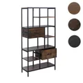 Mendler Regal HWC-P11, Regalschrank Bücherregal Standregal, Schubladen Industrial MDF Metall Melamin 150x81x 139622