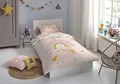 good morning Kinderbettwäsche Unilove, Renforcé, 2 teilig, Baumwolle, 135x200, Reißverschluss, Wende, Kind Mädchen, Einhorn, Rosa