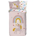 good morning Kinderbettwäsche Kinder-Wendebettwäsche "Unilove", Renforcé, 2 teilig, Tiermotiv rosa