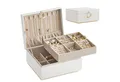 SONGMICS Schmuckkasten Schmuckbox Schmuckaufbewahrung, 2 Ebenen, mit Griff, flexibles Schmucktablett