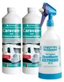 HOTREGA Caravan & Wohnmobil Reiniger Konzentrat 2x 1L + Sprühflasche 1L Wohnwagen-Reiniger, Textil-Reiniger, Kunststoff-Reiniger